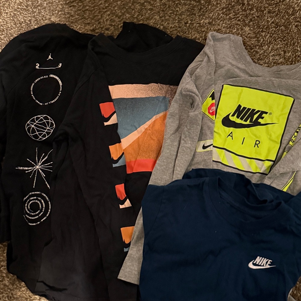 Nike Kids Long Sleeve Tees - Black, Gray, Blue, and Multicolor
